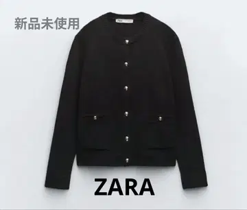 ZARA 크루넥 골드 버튼 가디건 S 사이즈 블랙
