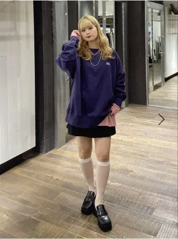 네이비 JEANASIS MIKU 기획 logo sweat 지나시스