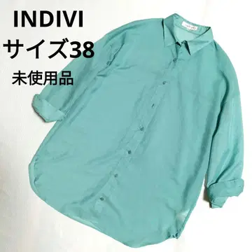 미사용품 INDIVI 터콰이즈 셔츠 겉옷 그린 M 사이즈