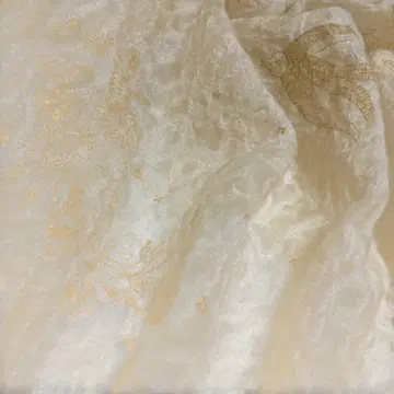 HOUSE OF LOTUS 아이보리 쉬폰 대형 숄 새 꽃무늬 자수