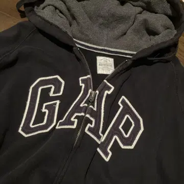 GAP 집업 후드티 와펜 로고 블랙 L
