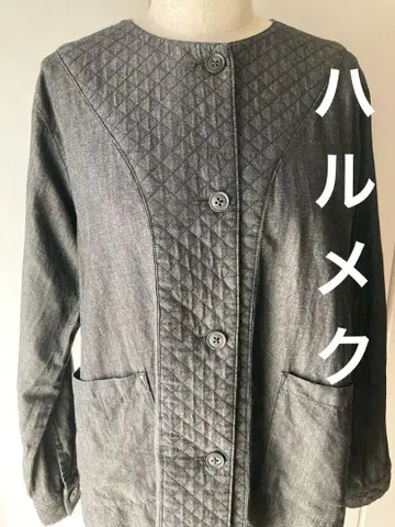 하루메쿠 데님풍 밴드 카라 튜닉 M 그레이