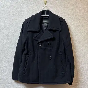 00s Eddie Bauer 블랙 더블 브레스트 피 코트 S