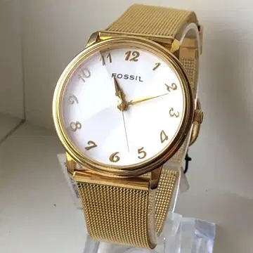 [택 포함 새상품] FOSSIL 골드 메쉬 손목시계 작동품