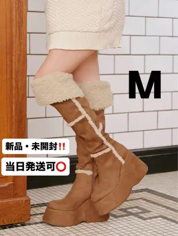 다리치 페이크 무스탕 니하이 부츠
