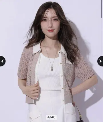 옷깃 크로셰 가디건 아푸와이저 리셰 반팔 가디건 택 포함 새상품