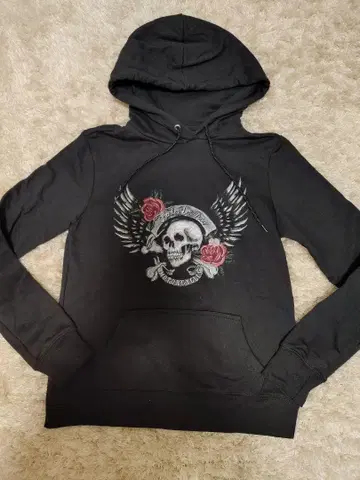 HARLEY-DAVIDSON 스컬 자수 블랙 후드티 S