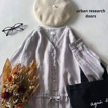 b1272* 어반 리서치 도어스 허리 개더 린넨 블라우스