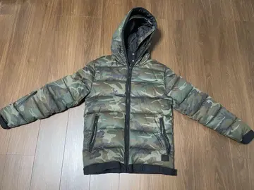 자라 ZARA 카모플라쥬 후드 부착 다운 자켓