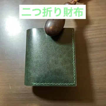 지갑 이단 접이식 천연 가죽 핸드메이드