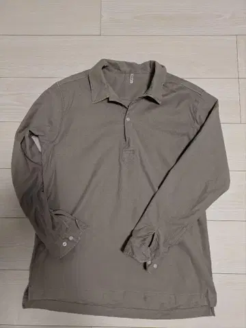 DUFFER L 사이즈 베이지 긴팔 피케 셔츠