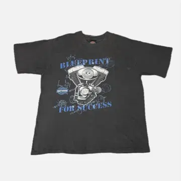 할리데이비슨 usa제 90s 엔진 T셔츠 블랙 페이드