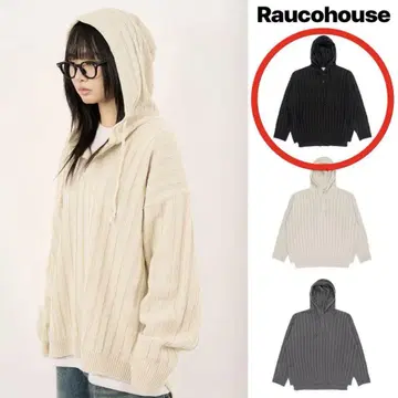 Raucohouse 헨리넥 후드 워머 오버 니트