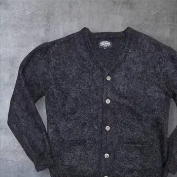 모헤어 55% BEAMS 모헤어 가디건 블랙 블랙 빈티지