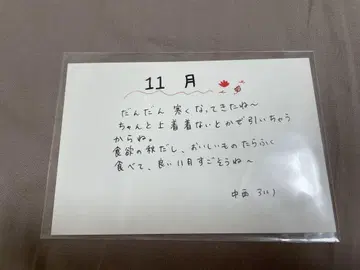 노기자카46 Mail 나카니시 아루노 친필 메시지 카드 2023년 11월