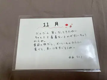 노기자카46 Mail 나카니시 아루노 친필 메시지 카드 2023년 11월