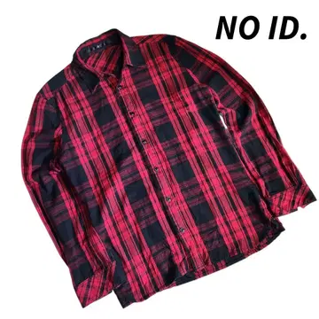NO ID. 체크 무늬 코튼 긴팔 플란넬 셔츠 빨간색&블랙 84862