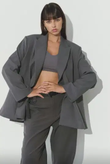 새상품 Wellness 오버 사이즈 더블 자켓 그레이 M