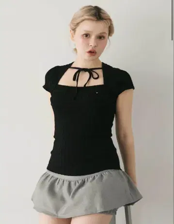 andmary Kiki ribbon tops 블랙