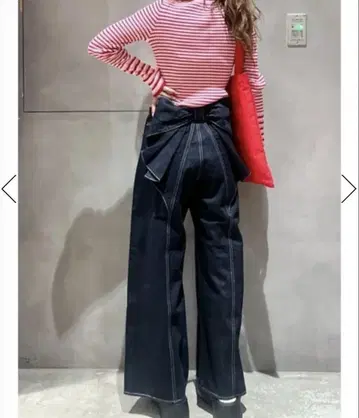 새상품 로데오 크라운 와이드 보울 빅 리본 데님 팬츠 M