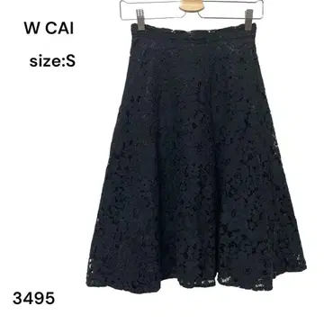 W CAI 스커트 무릎 기장 레이스 블랙 S 안감 있음 세련된