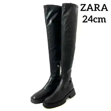새상품급 ZARA 니하이 부츠 트랙 밑창 블랙 가죽