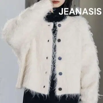 지나시스 브라이트 샤기 숏 크루 가디건 알파카