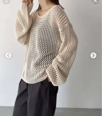 캐널진 El mar 메쉬 니트 긴팔 아이보리