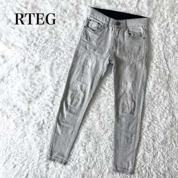 RTEG 아담스 저글러 스키니 데님 팬츠 그레이 페인트 S