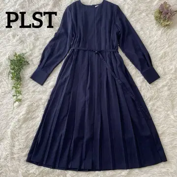[ 새상품급 ] PLST 플라스테 플리츠 롱 원피스 긴팔 허리 벨트