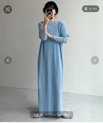 wee9r 플리츠 원피스 맥시 길이 스카이블루