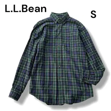 L.L.Bean 체크 무늬 플란넬 셔츠 자켓 겉옷 두꺼운 원단 코튼 S