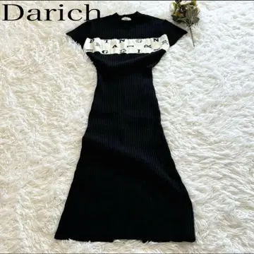 새상품급 Darich 다리치 랜덤 로고 니트 원피스 반팔 블랙 미니