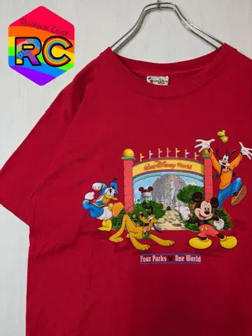 구제 의류 Disney 디즈니 파크 T셔츠 L XL 레드