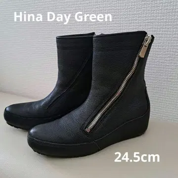 [새상품급] 히나 데이그린 가죽 지퍼 인힐 부츠 24.5cm