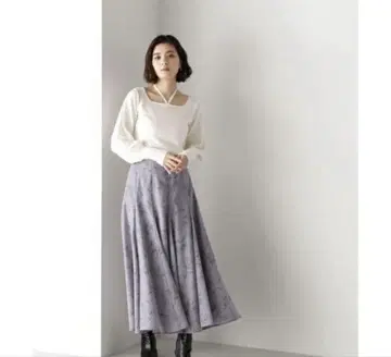 내추럴 뷰티 베이직 릴리 드롭 시어 스커트 블루 그레이 베이스