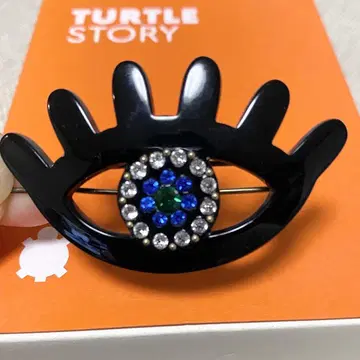 중고품 TURTLESTORY 헤어핀 블랙 눈 모양 헤어핀