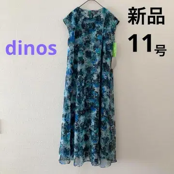 새상품 택 포함 디노스 꽃무늬 원피스 11호 L 블루 쉬폰