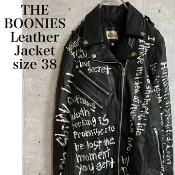 THE BOONIES 페인트 커스텀 가죽 자켓 블랙 사이즈 38