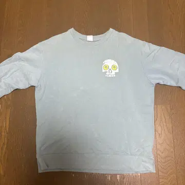 ZARA 라이트 그레이 스컬 프린트 맨투맨 L