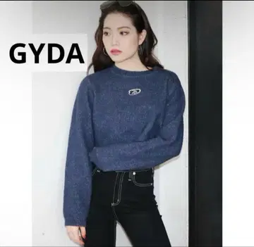 GYDA 숏 타이트 니트탑 네이비 F 크롭 기장 숏 기장