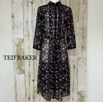 TED BAKER 올 패턴 시어 벨트 부착 롱 셔츠 원피스
