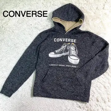 CONVERSE ALL STAR 그레이 컬러 프린트 풀오버 후드티