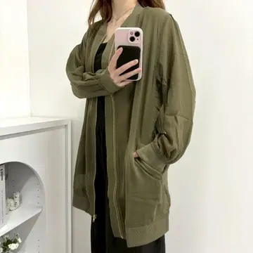 새상품 롱 기장 라이트 아우터 블루종 자켓 카키