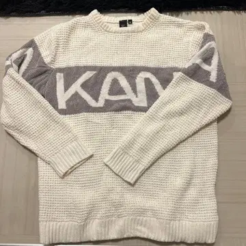 KANI 로고 니트 스웨터 XL 화이트/그레이
