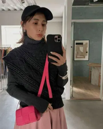 아메리빈티지 레이어드 슬랜트 케이블 니트