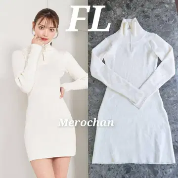 다리치 하프 지퍼 리브 니트 미니 원피스 [ FL ]