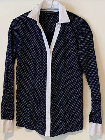 Brooks Brothers 네이비 도트 무늬 긴팔 셔츠 D 사이즈