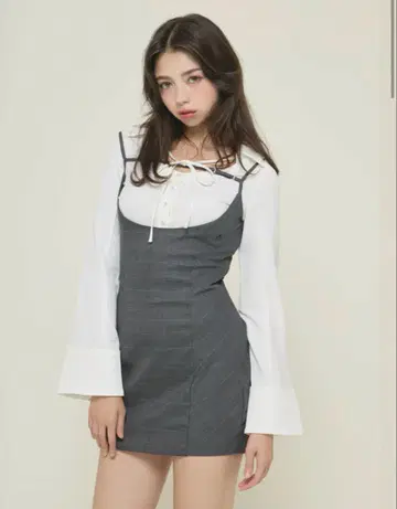 ANDMARY Betty 레이어드 체크 드레스