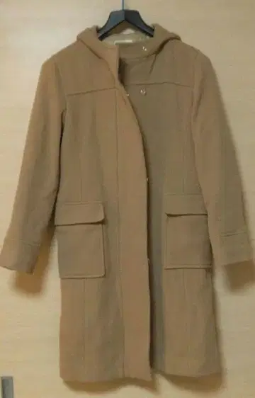 MK MICHEL KLEIN 후드 부착 베이지 롱 코트 M